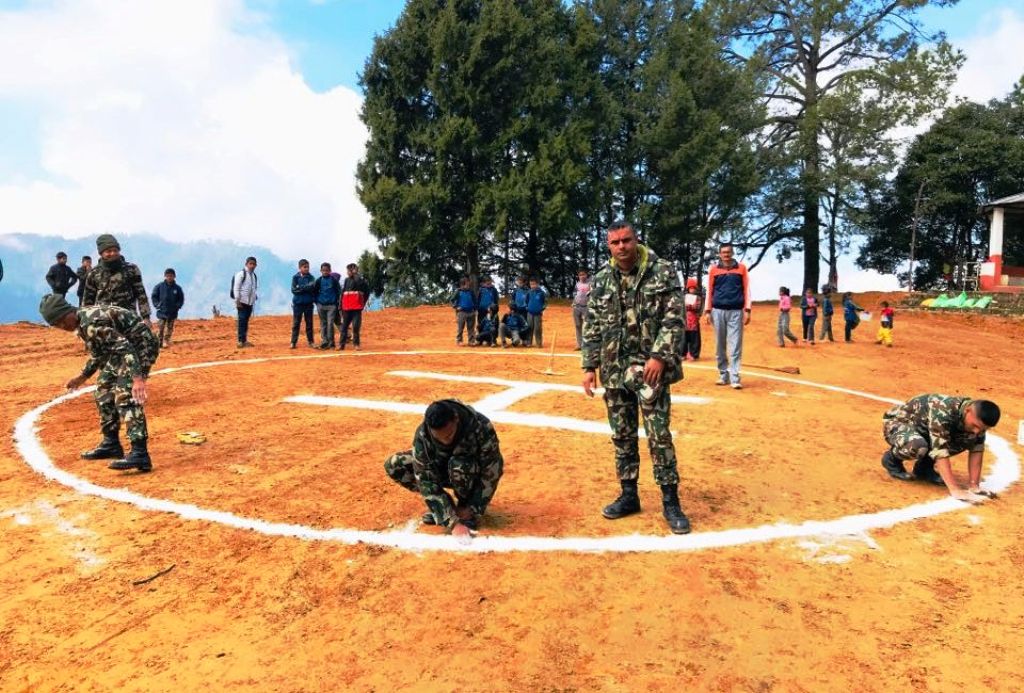 नेपाली सेना द्धारा हेलिपेड निर्माण ।।   